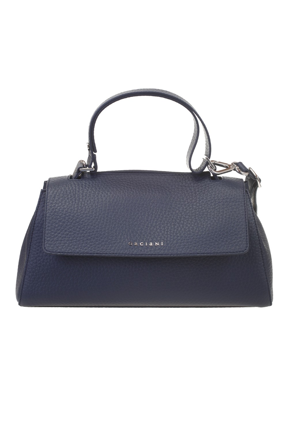 shop ORCIANI  Borsa: Orciani borsa Sveva Longuette Sense in pelle con tracolla.
Dimensioni: Larghezza: 34 cm / Altezza: 18 cm / Profondità: 14 cm.
Tasche: tre interne, di cui una con zip.
Chiusura: patta con bottone magnetico.
Funzionalità: apertura a scomparsa sulla parte alta della patta, tracolla di servizio regolabile e rimovibile.
Dettagli: pelle martellata; finitura palladio.
Made in Italy.. B02159 SOF-NAVY number 4540129